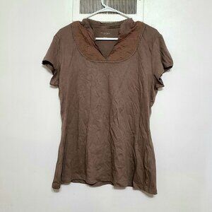 Beige Embroidered Cotton Top